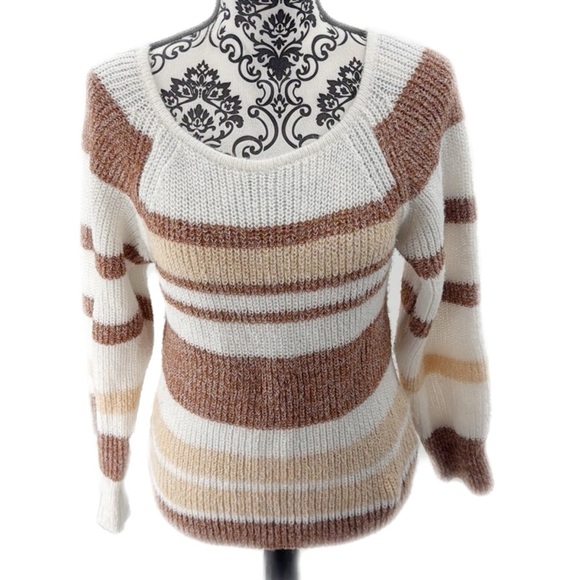Striped Knit Sweater - Brown and Cream - Picture 3 of 7
